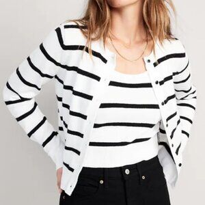 Old Navy - Striped Cozy Cropped Sweater Tank & Cardigan Set - S